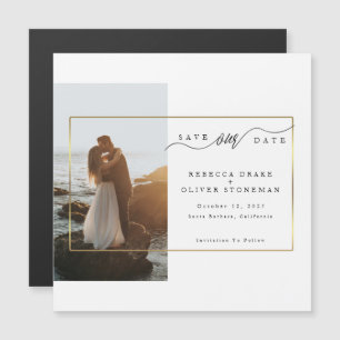 Carte magnétique de mariage à cadre doré pour phot