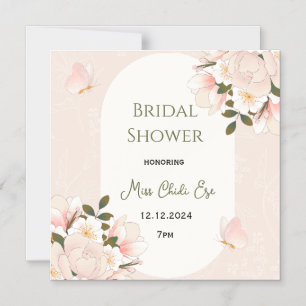 Carte magnétique de mariage beige rose floral