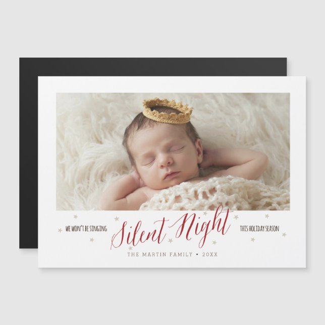 Carte magnétique de Noël du bébé de nuit silencieu (Devant / Derrière)