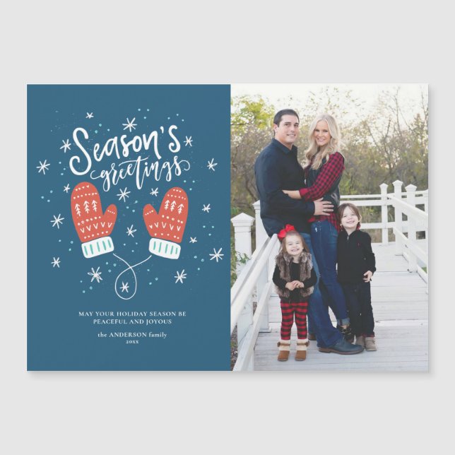 Carte magnétique de Noël Hygge Mittens (Devant)