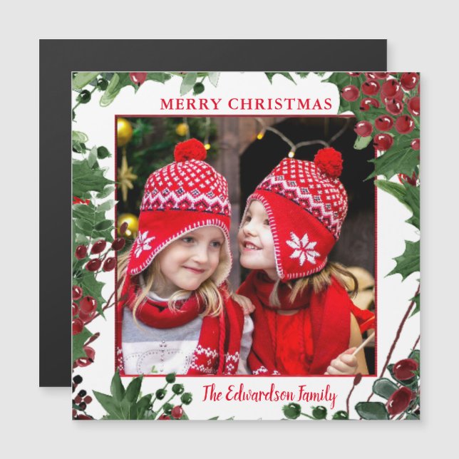 Carte magnétique de photo Rustique Joyeux Noël (Devant / Derrière)