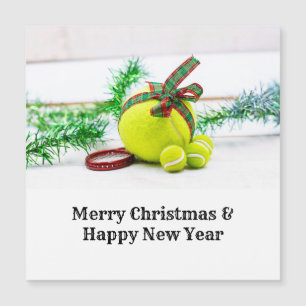 Carte Magnétique Décor de Noël de tennis avec boule et ruban