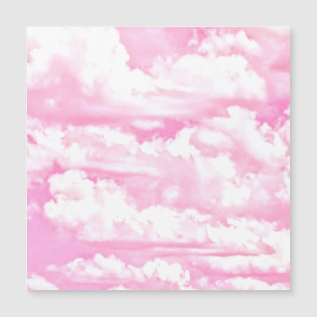 Carte Magnétique Décor Pastel Baby Rose Joyeux Nuages (Devant)