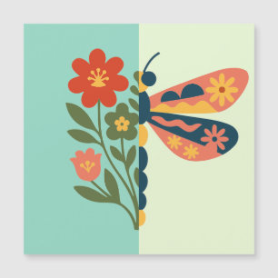 Carte Magnétique Décoration papillon colorée avec des éléments flor