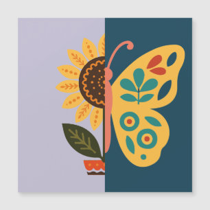 Carte Magnétique Décoration papillon colorée avec des éléments flor