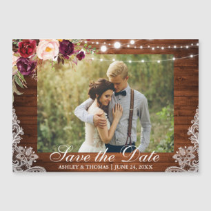 Carte Magnétique Dentelle de bois rustique Magnétique florale Enreg