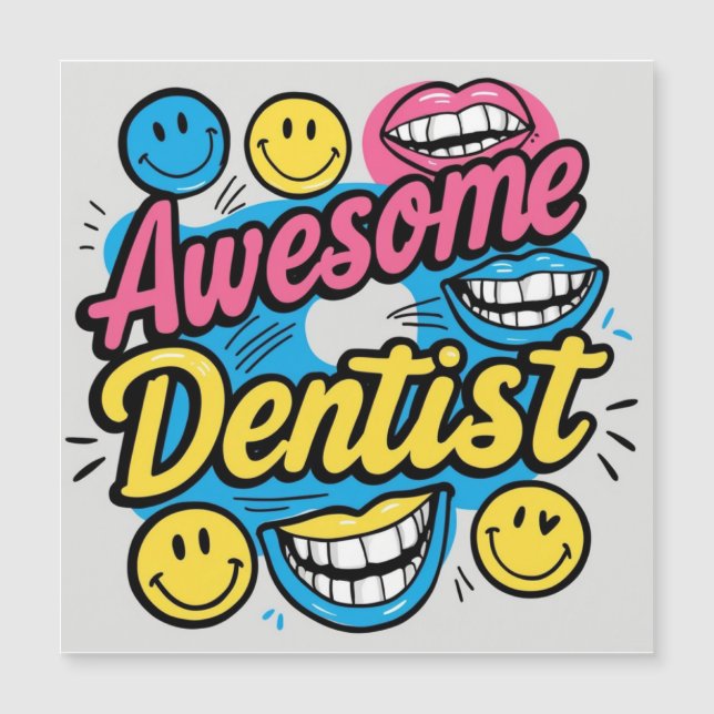 Carte Magnétique Dentiste génial merci (Devant)