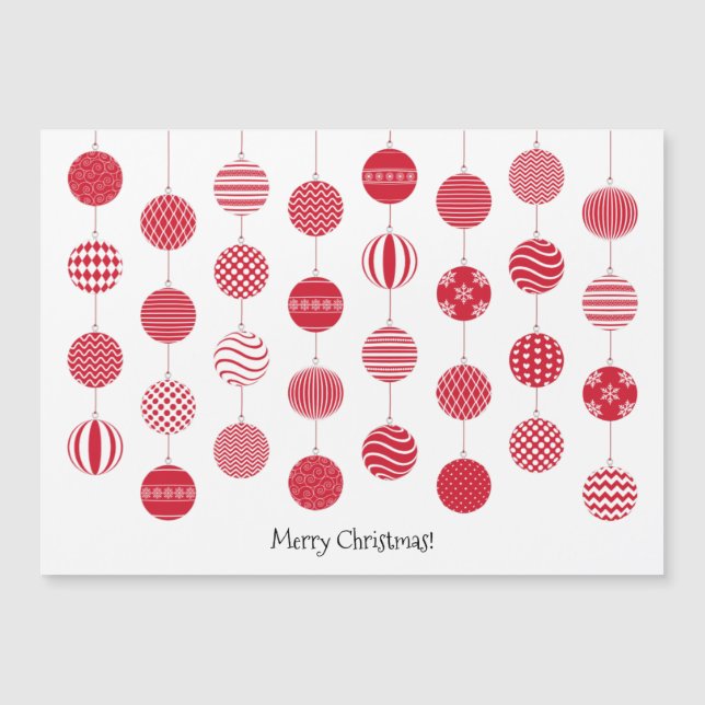 Carte magnétique des boules de Noël rouges (Devant)
