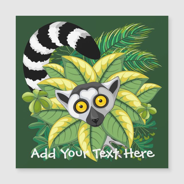 Carte Magnétique Des lémuriens de Madagascar dans la jungle exotiqu (Devant)