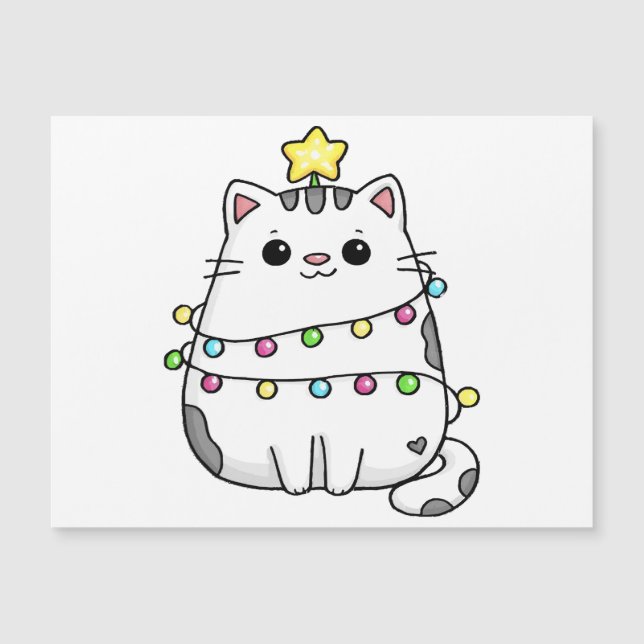 Carte Magnétique Design de Noël de chat mignon (Devant)