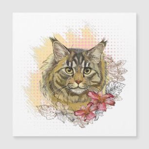 Carte Magnétique Dessin à la main drôle mignon manon Maine avec des