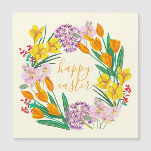 Carte Magnétique Dessin floral de Pâques jaune