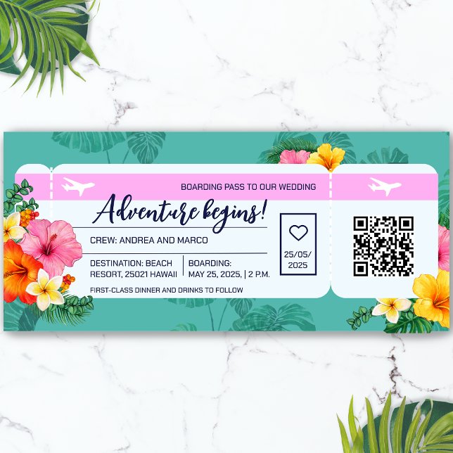 Carte Magnétique Destination Boarding Pass Wedding Enregistrer la d (Destination Boarding Pass Wedding Save the Date Magnetic)