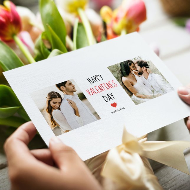 Carte Magnétique Deux photos | Happy Valentines Day | (Créateur téléchargé)
