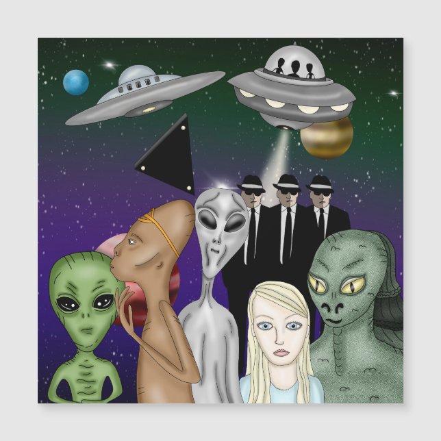 Carte Magnétique Différentes espèces Aliens, OVNI, Planètes (Devant)