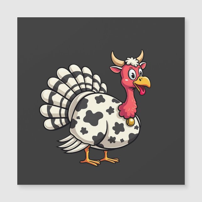 Carte Magnétique Dinde de Thanksgiving Tête de Vache Drôle Famille  (Devant)
