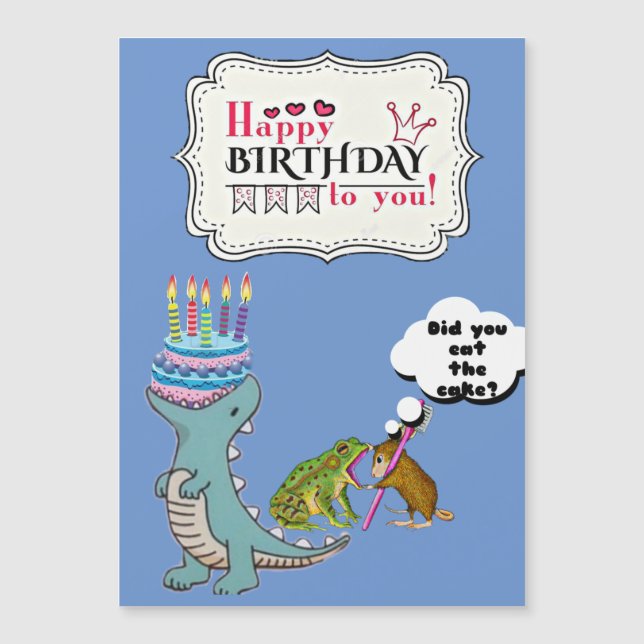 Carte Magnétique Dinosaur Card /Funny birthday card/ (Devant)