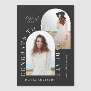 Carte Magnétique Diplôme moderne en arc photo noir et blanc