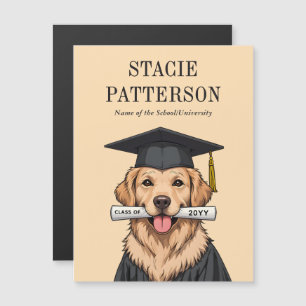 Carte Magnétique Diplômé Personnalisé Chien Rétrieneur Doré Mignon