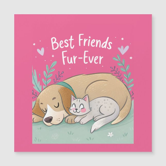 Carte Magnétique Dog and Cat Best Friends Forever (Devant)