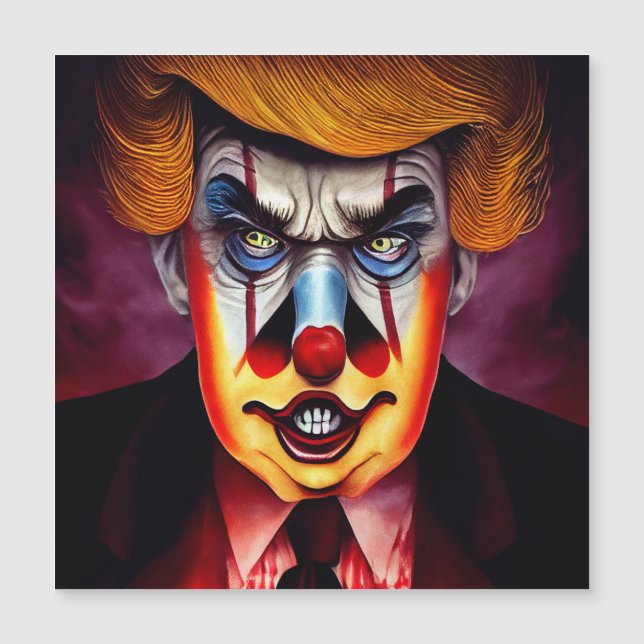 Carte Magnétique Donald Trump clown diabolique (Devant)