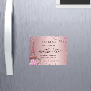 Carte Magnétique Douze ans charmants, rose saumon, Paris, aimant de