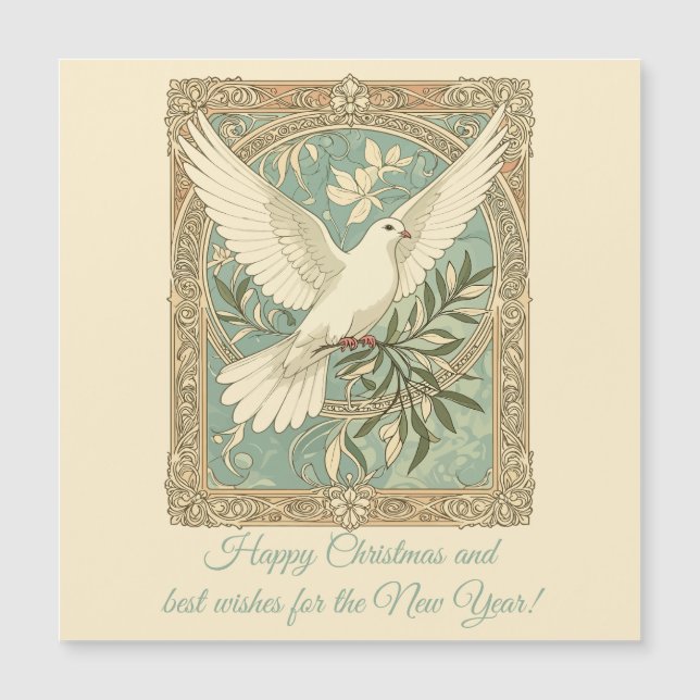Carte Magnétique Dove With Olive Branch Christmas  (Devant)