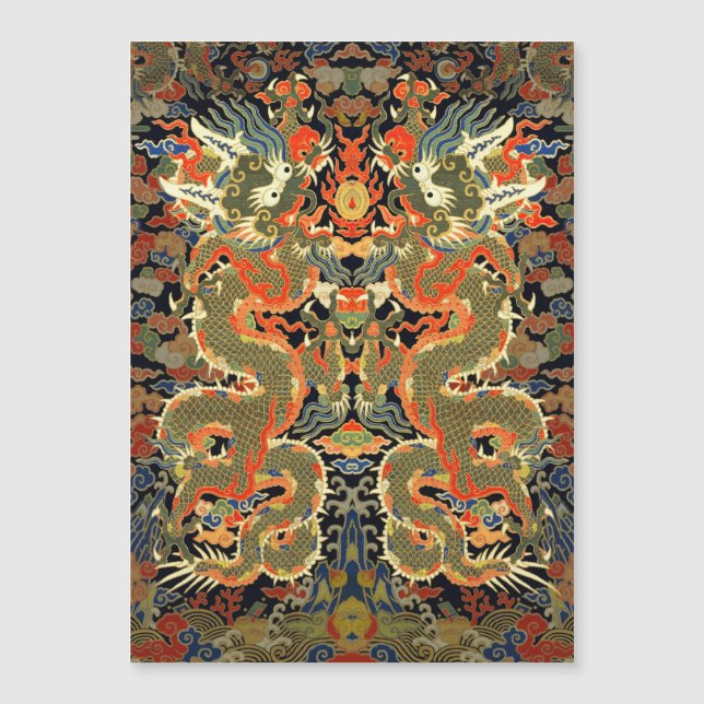 Carte Magnétique Dragon asiatique chinois Art coloré (Devant)