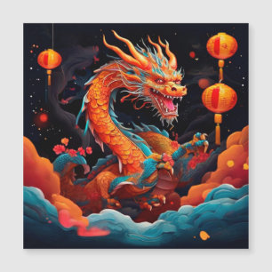 Carte Magnétique Dragon chinois coloré du Nouvel An