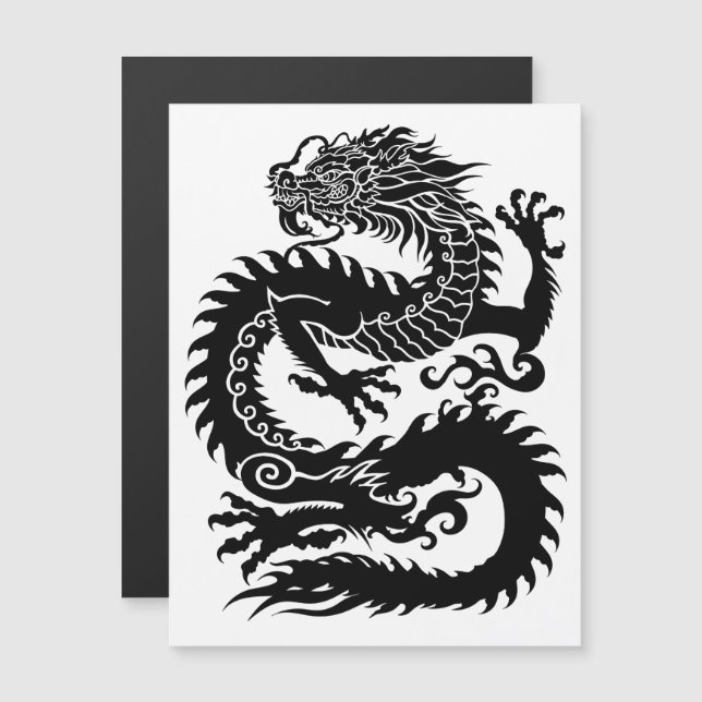 Carte Magnétique Dragon chinois traditionnel (Devant / Derrière)