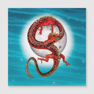 Carte Magnétique Dragon Oriental Rouge - Créature Fantastique Mythi