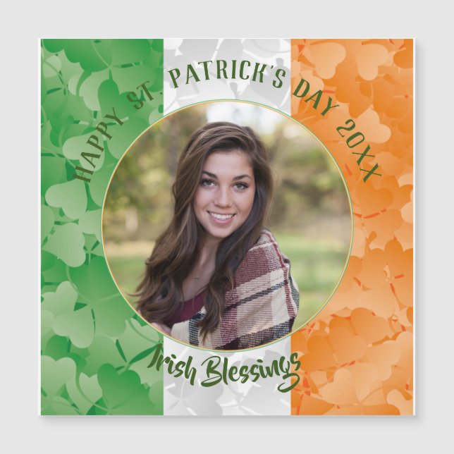 Carte Magnétique Drapeau irlandais de la fête de la Saint Patrick c (Devant)