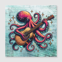 Drôle Cartoon Octopus Jouer de la guitare