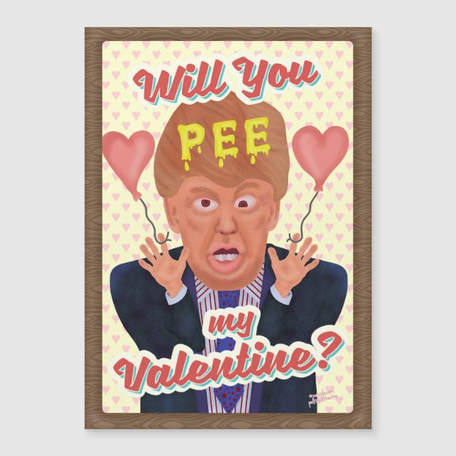 Carte Magnétique Drôle Donald Trump Valentine's Day Pee Tape Joke (Devant)
