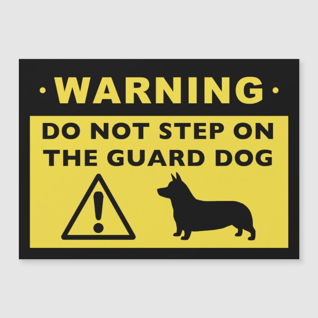 Carte Magnétique Drôle Pembroke Welsh Corgi Garde Chien Avertisseme (Devant)