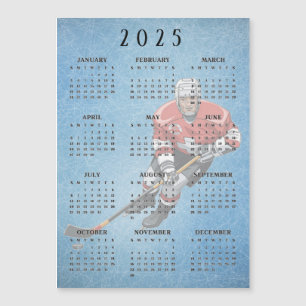 Carte magnétique du calendrier 2025 pour le hockey