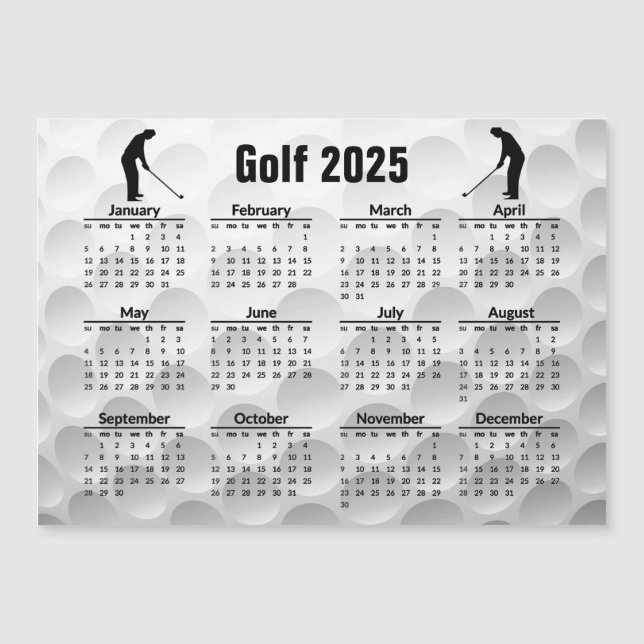 Carte magnétique du calendrier Golf Design 2025 (Devant)