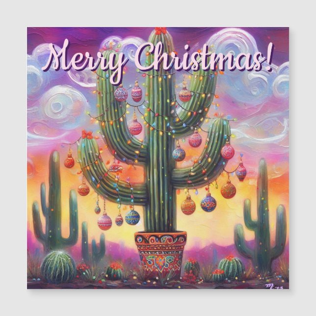 Carte magnétique du désert de Noël Saguaro Cactus (Devant)