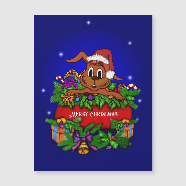 Carte magnétique du lapin de Noël (Devant)