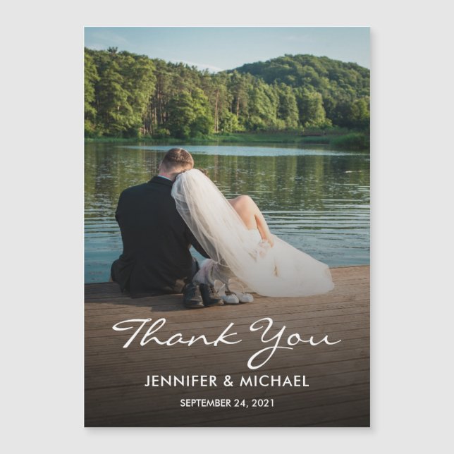 Carte magnétique du mariage photo moderne Merci (Devant)