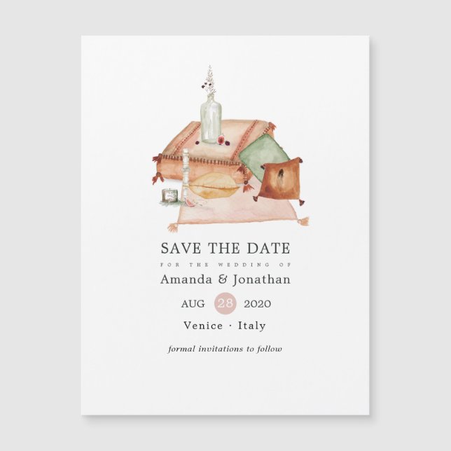 Carte Magnétique Dusty Autumn Shrine Bohemian Wedding Enregistrer l (Devant)