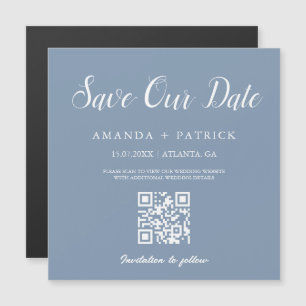 Carte Magnétique Dusty Blue Minimalist QR Code Enregistrer l'aimant
