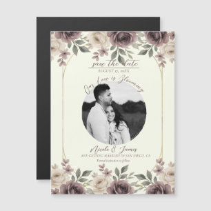 Carte Magnétique Dusty Mauve & Ivory Bloom Botanical Save The Date