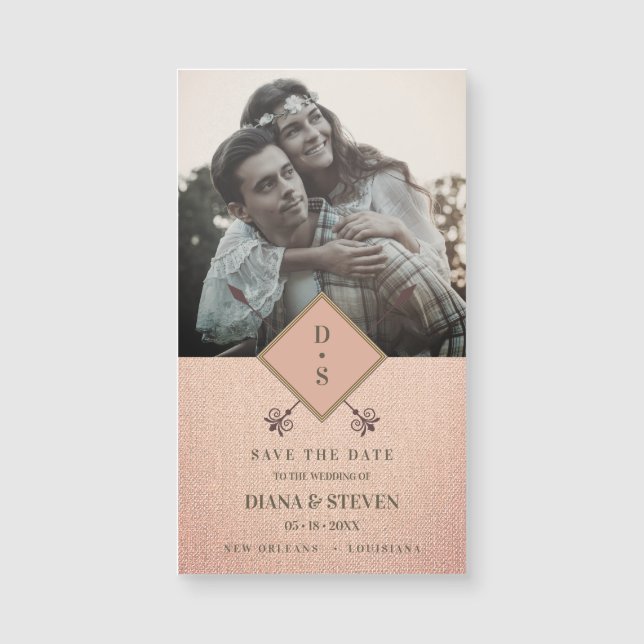 Carte Magnétique Dusty Rustic Boho Photo Fiançailles Enregistrer la (Devant)