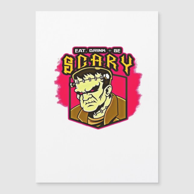 Carte Magnétique Eat Drink And Be Scary Frankenstein Halloween Crea (Devant)