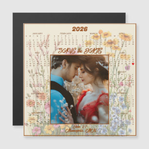 Carte Magnétique Économisez la date jaune Couple engagé magnétique
