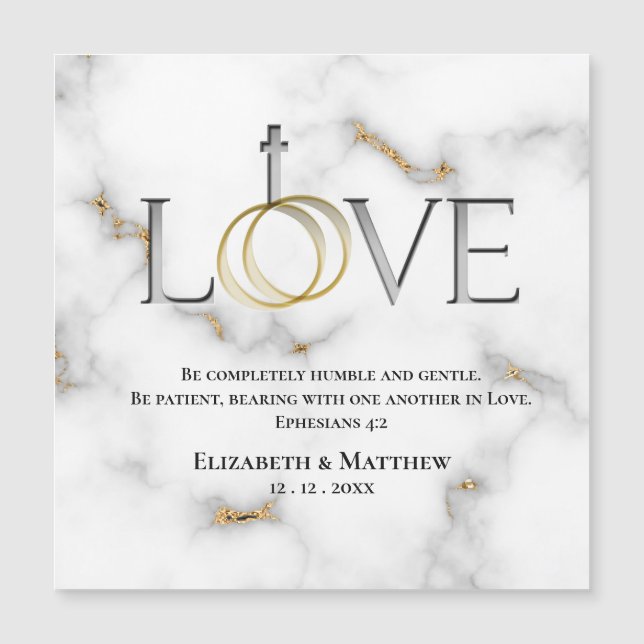 Carte Magnétique Écriture d'amour Verse Ephésiens 4:2 (Devant)