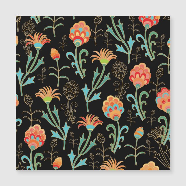 Carte Magnétique Élégance florale orientale transparente (Devant)