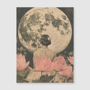 Carte Magnétique Élégance Lune - Vue arrière d'une femme avec Lune
