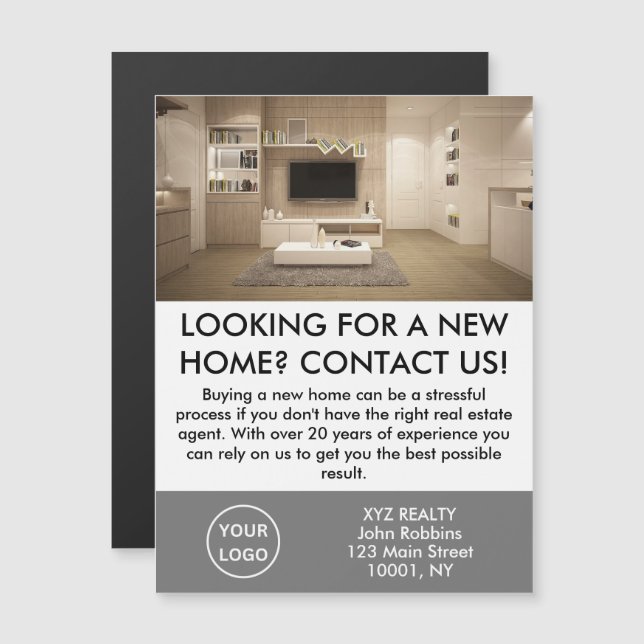 Carte Magnétique Élégant Agent immobilier Promotionnel Personnalisé (Devant / Derrière)